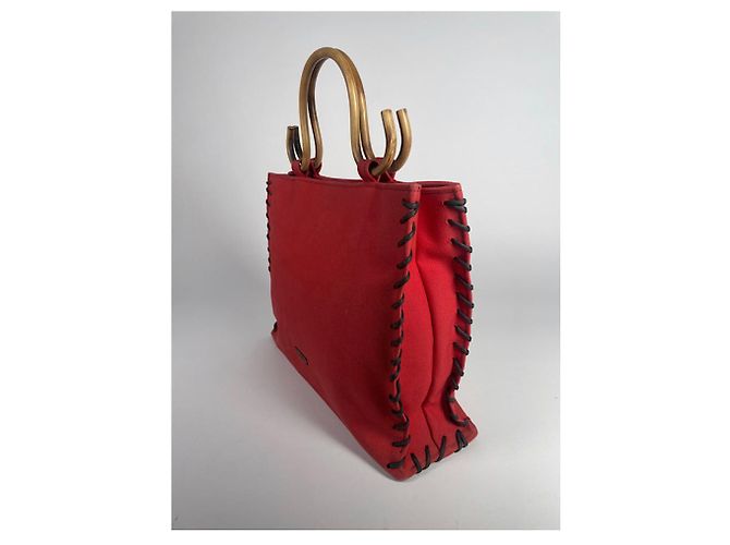 Autre Marque Borsa a mano in cotone rosso Samantha Thavasa - vista 3