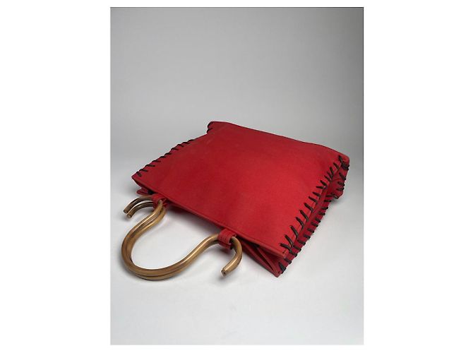 Autre Marque Borsa a mano in cotone rosso Samantha Thavasa - vista 5