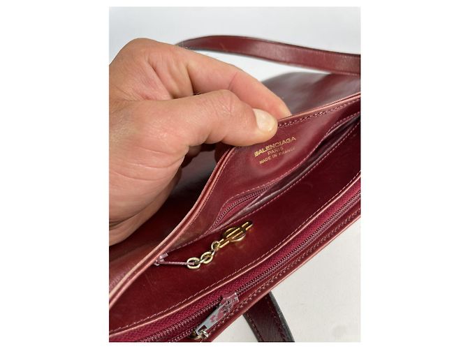 Borsa in pelle bordeaux Balenciaga City Bordò - vista 3