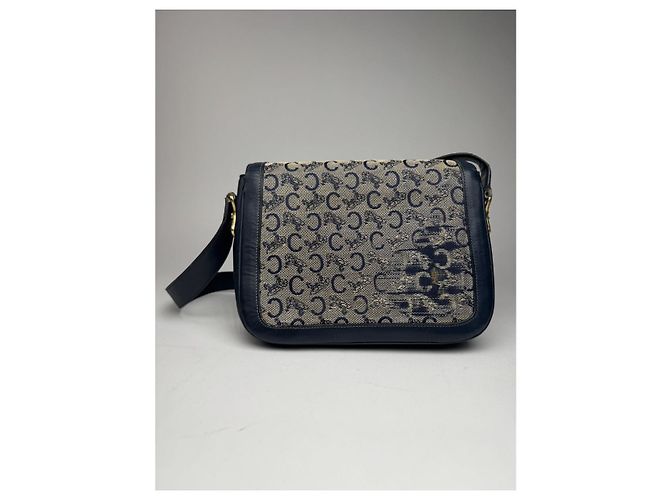Céline Borsa a mano in pelle navy Celine Triomphe Blu navy - vista 3