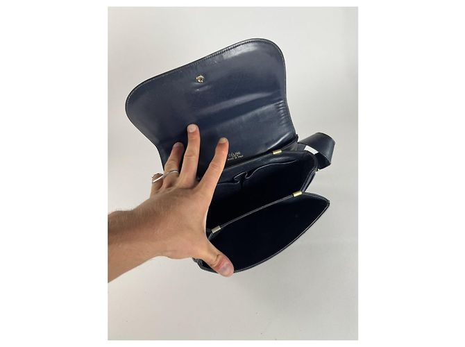 Céline Borsa a mano in pelle navy Celine Triomphe Blu navy - vista 5