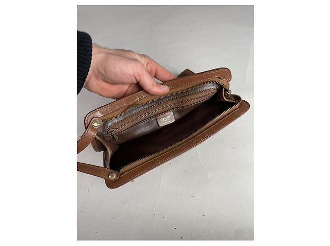 Céline Celine Triomphe Vintage Braune Leder Clutch Tasche - Ansicht 3