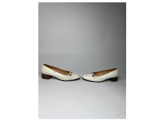 Céline Celine Triomphe White Leather Flat - view 3