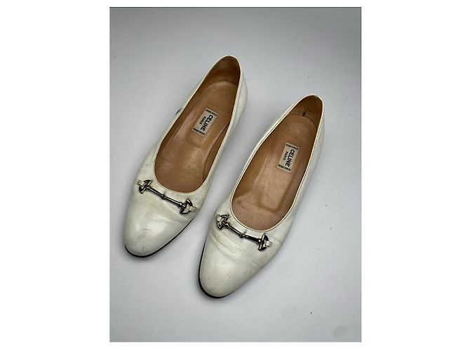 Céline Celine Triomphe White Leather Flat - view 4