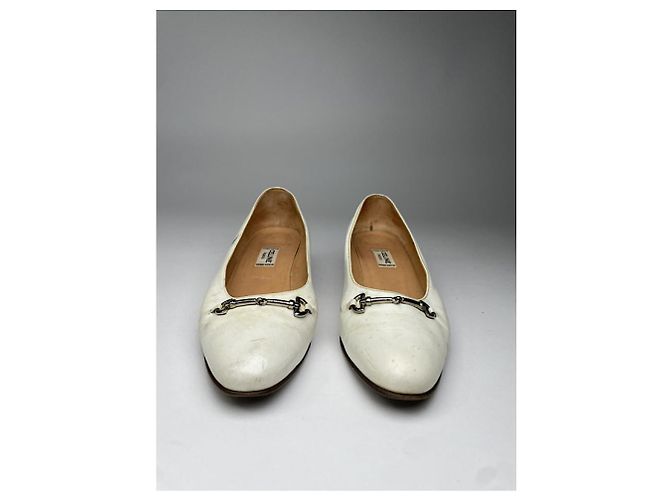 Céline Celine Triomphe White Leather Flat - view 5