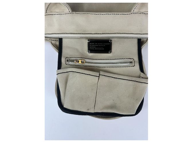 Borsa a mano in cotone beige Marc by Marc Jacobs - vista 2