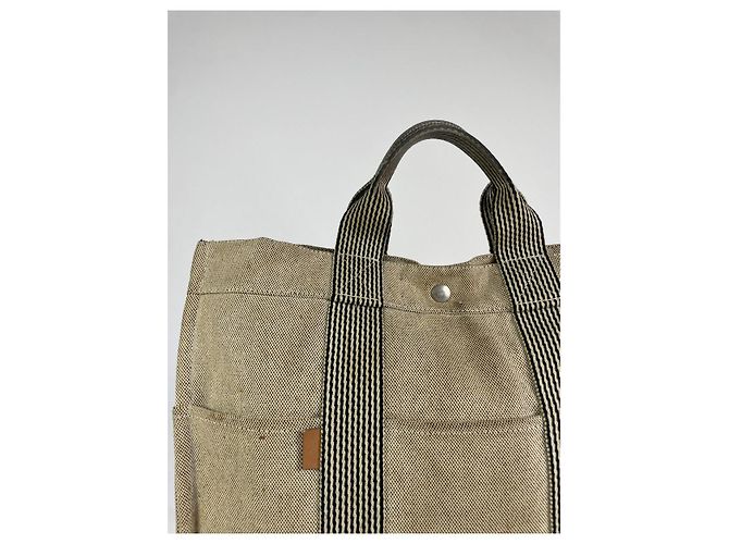 Borsa a mano in cotone beige di Hermès - vista 2