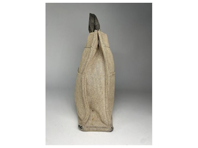 Borsa a mano in cotone beige di Hermès - vista 3