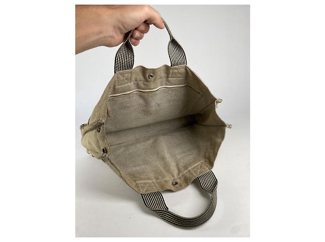 Borsa a mano in cotone beige di Hermès - vista 4