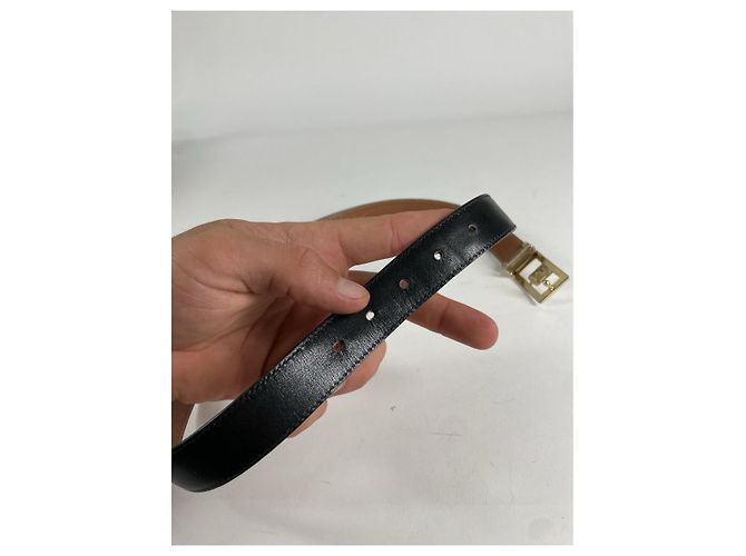 Céline Cinturón de cuero negro Celine Triomphe - vista 4