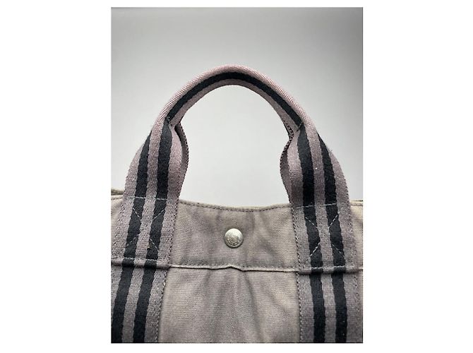 Borsa a mano in cotone grigio di Hermès - vista 2
