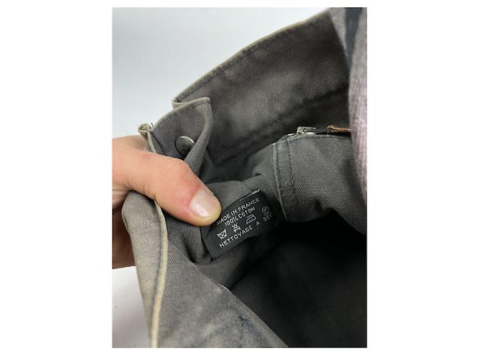 Borsa a mano in cotone grigio di Hermès - vista 5