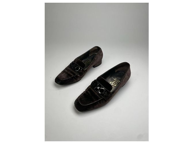 Salvatore Ferragamo Ballerine in Camoscio Marrone - vista 2