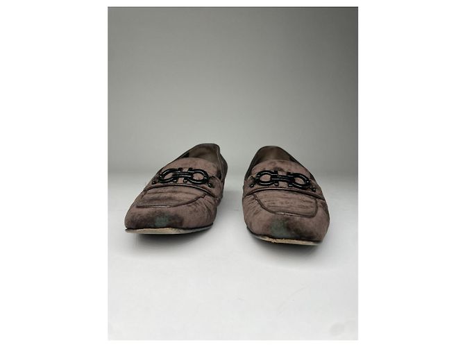 Salvatore Ferragamo Ballerine in Camoscio Marrone - vista 3