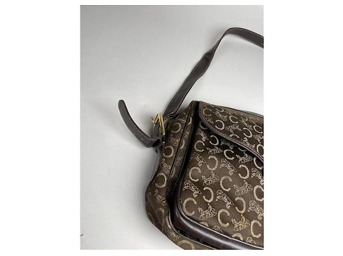Céline Borsa a mano in cotone marrone Celine Tabou - vista 3