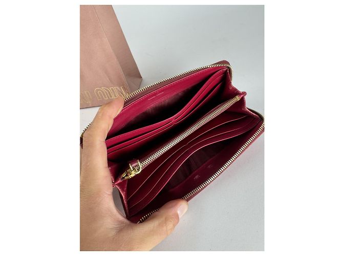 Portafoglio in pelle rossa Miu Miu Rosso - vista 3