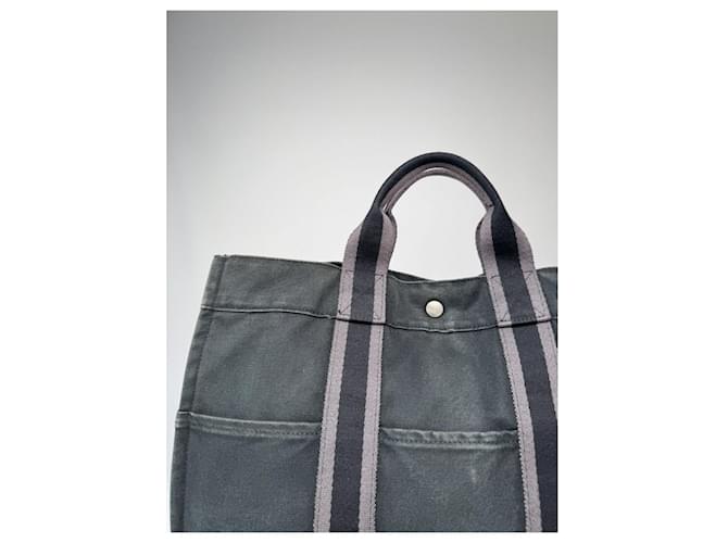 Borsa a mano in cotone nero Hermès - vista 3