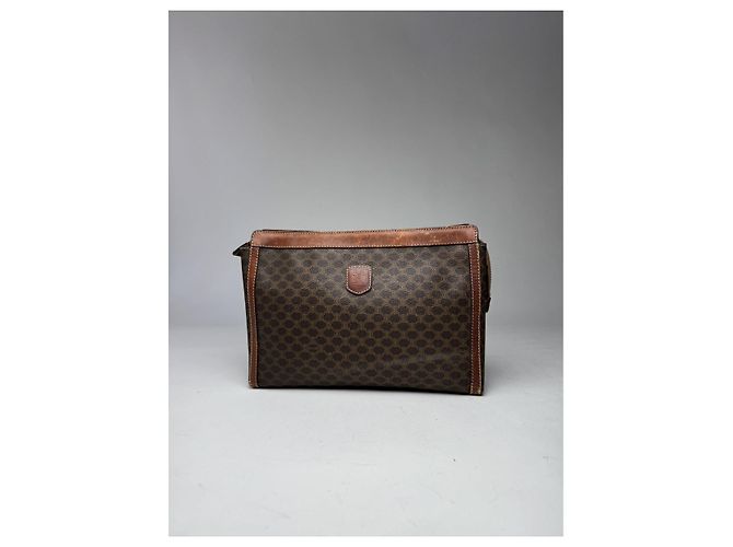 Céline Clutch in pelle marrone Celine Triomphe - vista 3