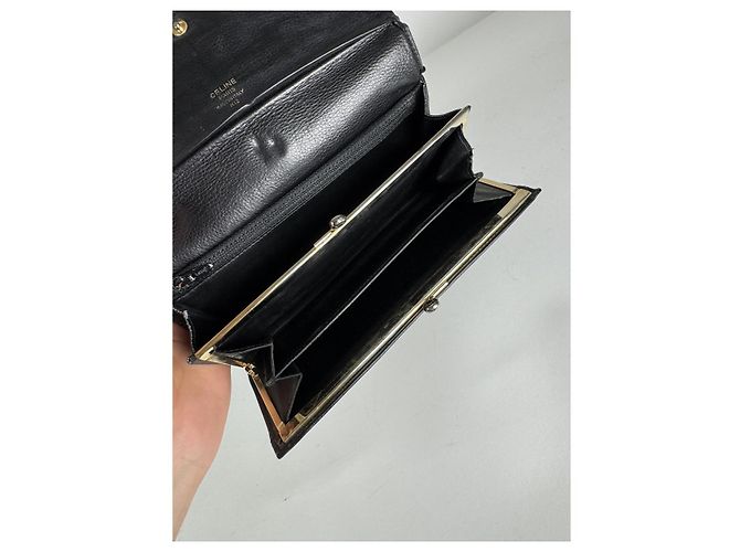 Céline Celine Triomphe Black Leather Wallet - view 5