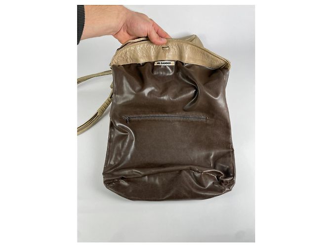 Borsa in pelle beige Jil Sander - vista 3