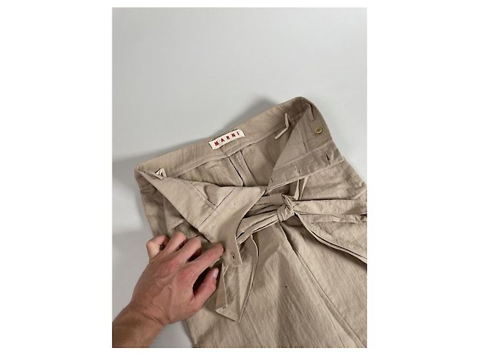 Pantalón de algodón Marni Brown Castaño - vista 4