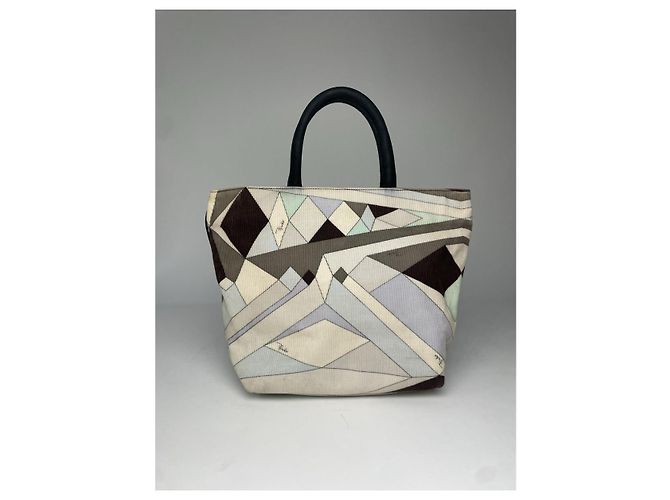 Borsa a mano in cotone marrone Emilio Pucci - vista 4