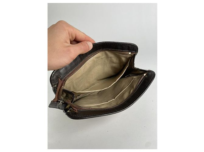 Borsa a tracolla in cotone marrone Saddle di Dior - vista 2