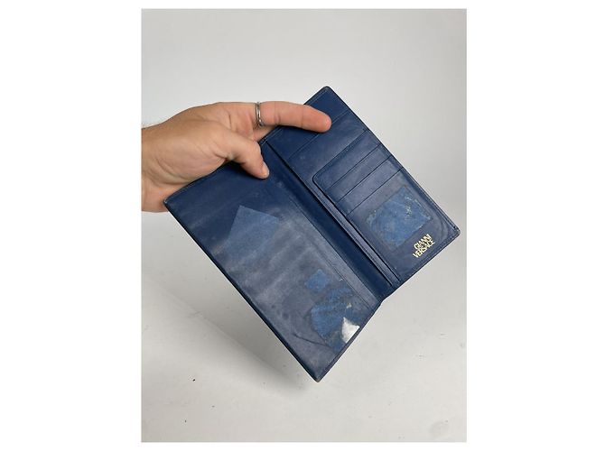 Borsa in pelle blu Gianni Versace - vista 3