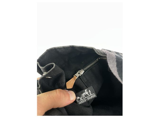 Borsa a mano in cotone nero Hermès - vista 4
