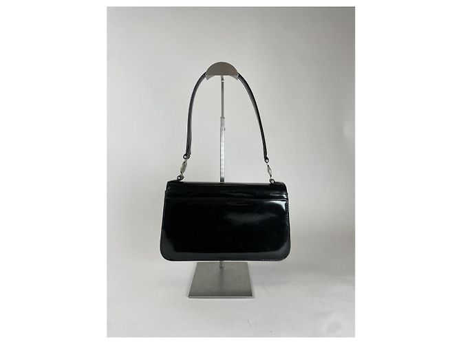 Borsa a mano in pelle verniciata nera Versace Nero - vista 3