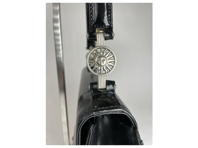 Borsa a mano in pelle verniciata nera Versace Nero - vista 5