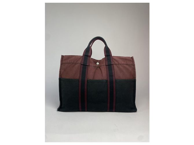 Borsa a mano in cotone nero Hermès - vista 4