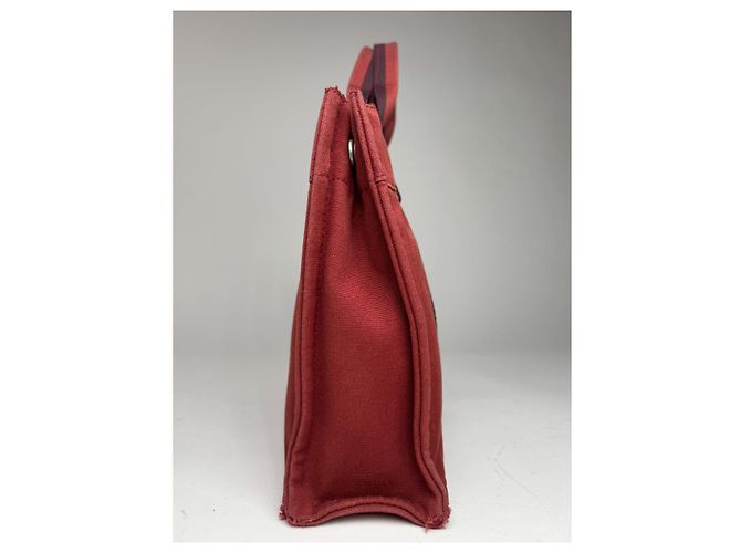 Borsa a mano in cotone rosso Hermès - vista 4