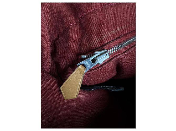 Borsa a mano in cotone rosso Hermès - vista 5