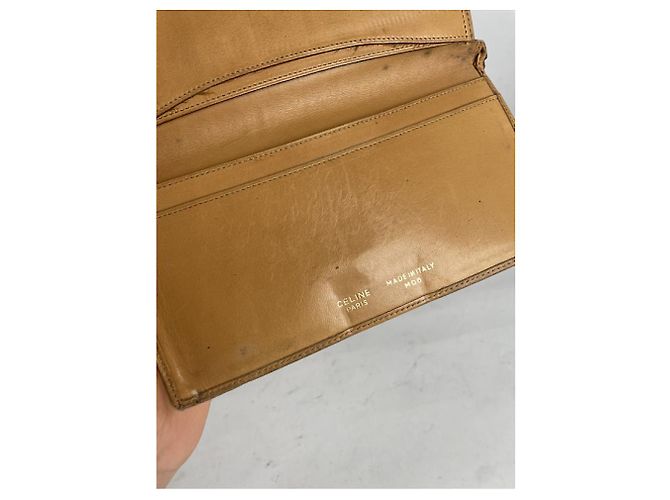 Céline Celine Triomphe Beiger Leder Geldbörse - Ansicht 4