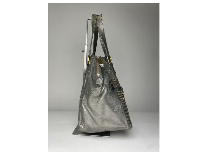 Borsa in pelle argentata Yves Saint Laurent Argento - vista 3
