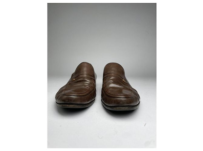 Christian Dior Dior Homme in pelle marrone piatta - vista 3