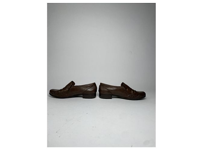 Christian Dior Dior Homme in pelle marrone piatta - vista 5