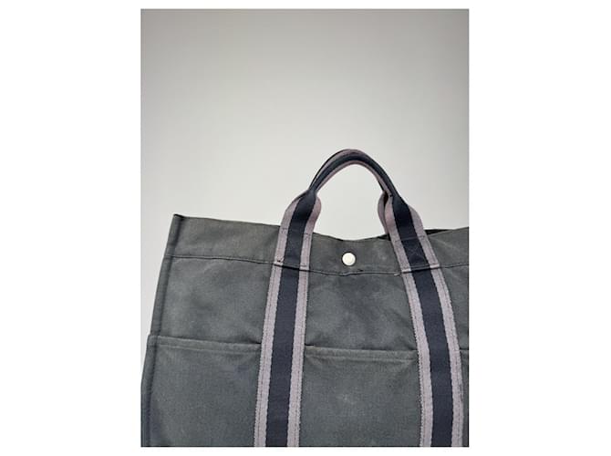 Borsa a mano in cotone nero Hermès - vista 3