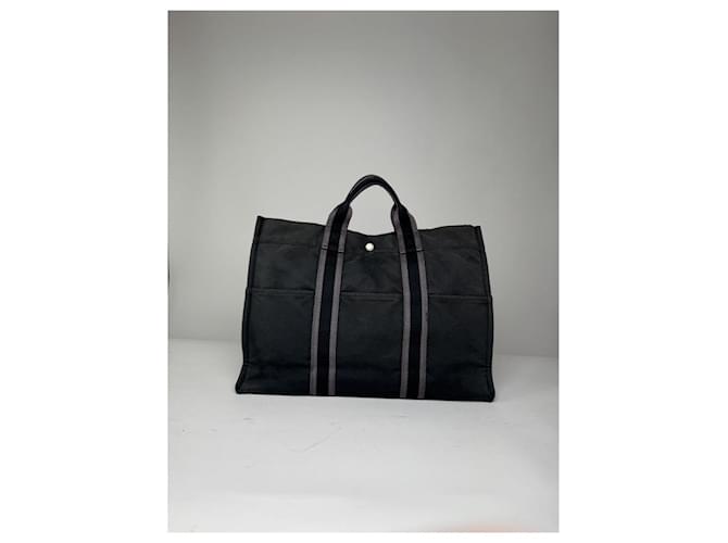 Borsa a mano in cotone nero Hermès - vista 5