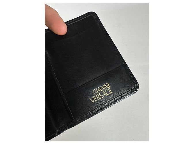 Borsa in struzzo nera Gianni Versace Nero - vista 4