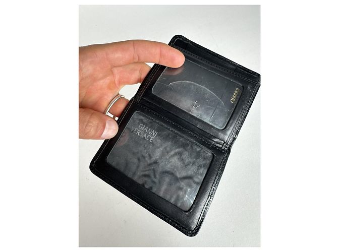 Borsa in struzzo nera Gianni Versace Nero - vista 5