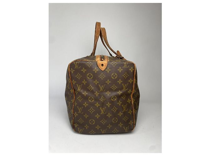 Borsa da viaggio in pelle marrone Keepall Louis Vuitton - vista 3