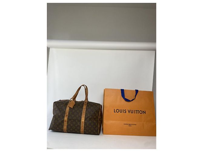Borsa da viaggio in pelle marrone Keepall Louis Vuitton - vista 4