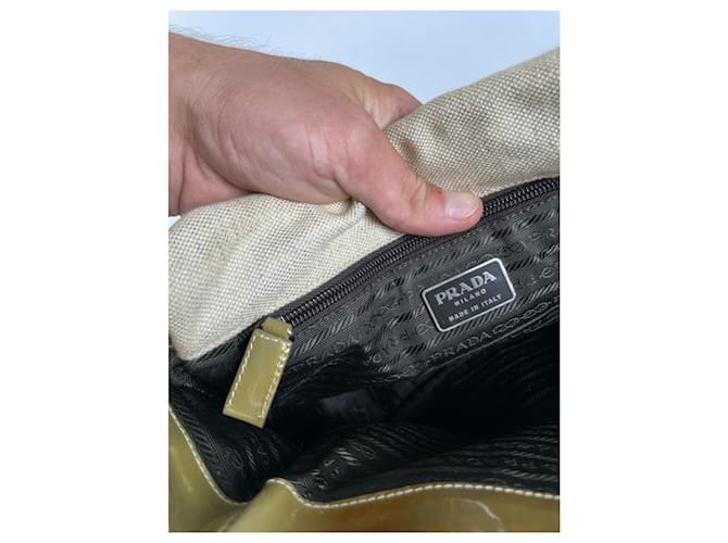 Borsa a mano in cotone beige di Prada - vista 2