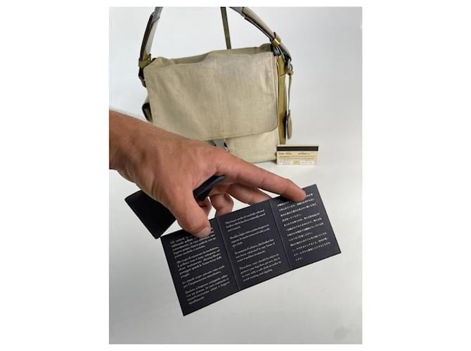 Borsa a mano in cotone beige di Prada - vista 3