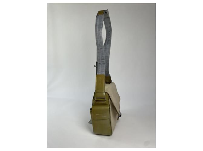 Borsa a mano in cotone beige di Prada - vista 4
