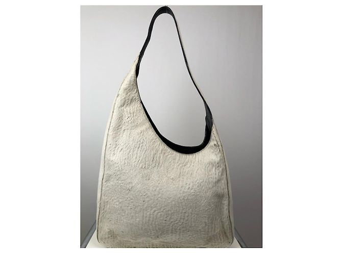 Borsa a mano in pelliccia bianca Prada Cleo Bianco - vista 3