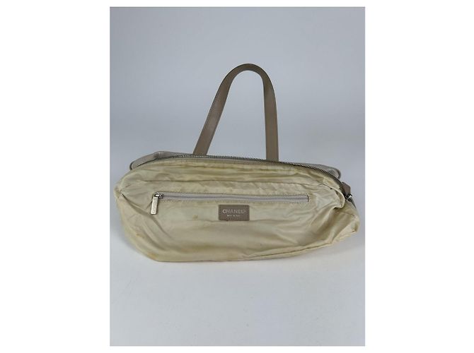 Bowling Chanel Beiger Stoffhandtasche - Ansicht 2