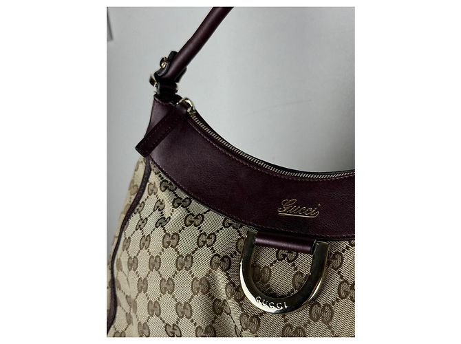 Borsa a spalla Gucci Abbey Monogramma GG in pelle viola scuro - vista 5
